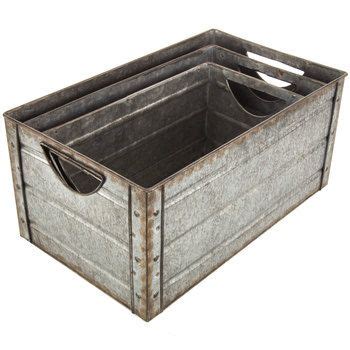 galvanized metal rectangle container set